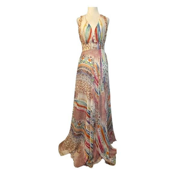 Spy Zone Exchange Mixed Print Flowy Chiffon Maxi Dress S - Picture 1 of 8
